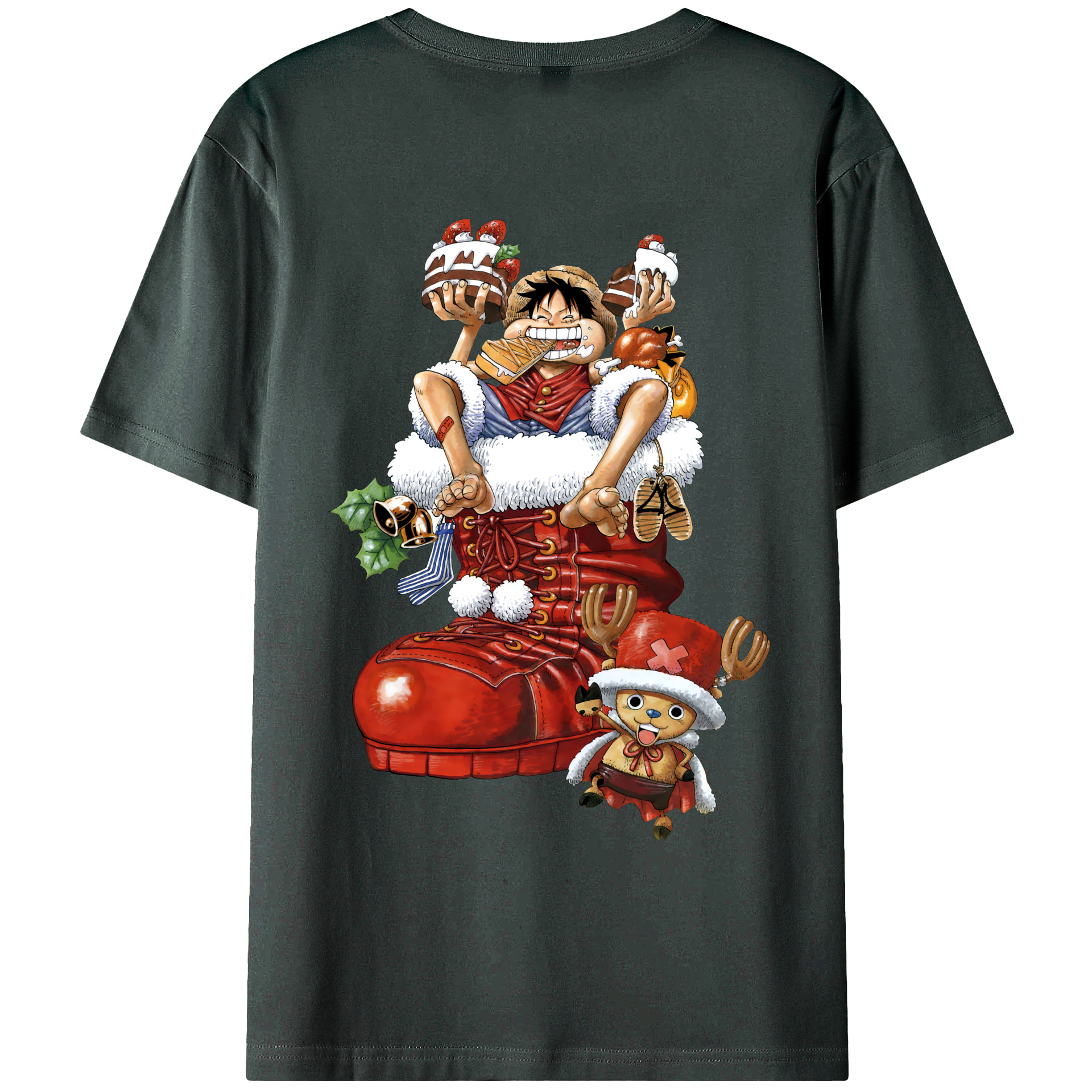 ワンピース モンキー・D・ルフィ ONE PIECE Monkey D. Luffy 綿100％ メンズ半袖Tシャツ（バックプリント） 通気性
